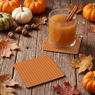 Klassieke Pompoen Herfst Gingham Plaid Rut Kartonnen Onderzetters