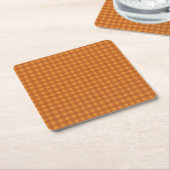 Klassieke Pompoen Herfst Gingham Plaid Rut Kartonnen Onderzetters (Schuin)