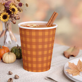 Klassieke Pompoen Herfst Gingham Plaid Rut Papieren Bekers