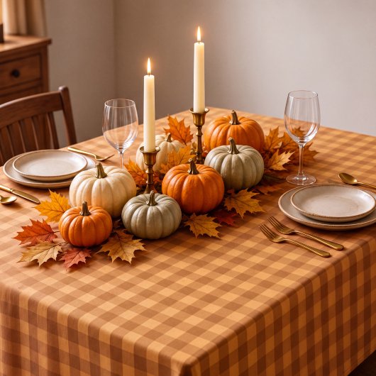 Klassieke Pompoen Herfst Gingham Plaid Rut Tafelkleed