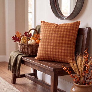 Klassieke pompoen herfst gingham ruit kussen