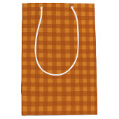 Klassieke pompoen herfst gingham ruit medium cadeauzakje (Voorkant)