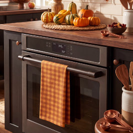Klassieke pompoen herfst gingham ruit theedoek