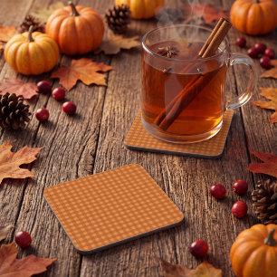 Klassieke pompoen herfst gingham ruitruit bier onderzetter