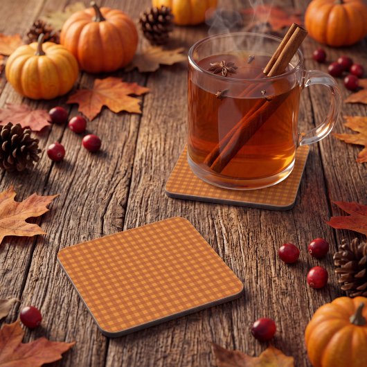 Klassieke pompoen herfst gingham ruitruit bier onderzetter