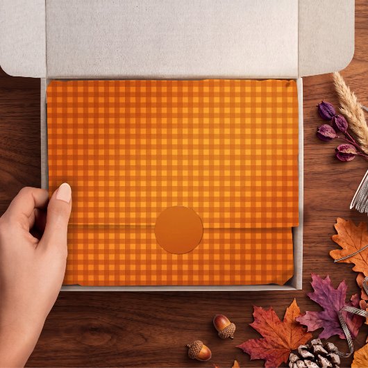 Klassieke pompoen herfst gingham ruitruit tissuepapier