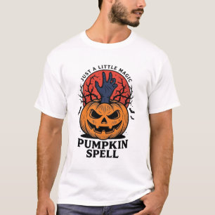 Klassieke Pompoen Spreuk Halloween Heks Hand Kunst T-shirt