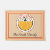 Klassieke pompoenfamilie naam Oranje White Welkom Deurmat (Voorkant)