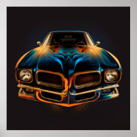 Klassieke Pontiac Firebird in silhouette w/dark bg
