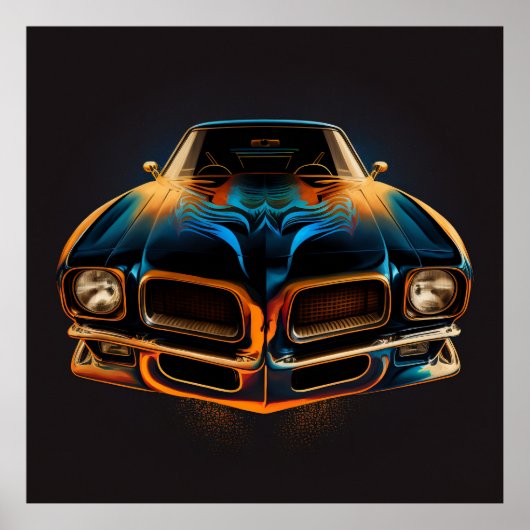 Klassieke Pontiac Firebird in silhouette w/dark bg Poster (Voorkant)