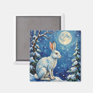 Klassieke Poolhaas in Wintermaanlicht Kerst Magneet