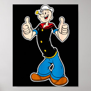 Klassieke Pop Eye Vintage Cartoon Duim Omhoog T-sh Poster