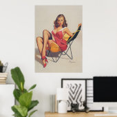 Klassieke  pop-upmeisje uit de jaren 50 poster (Thuiskantoor)