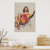 Klassieke  pop-upmeisje uit de jaren 50 poster (Keuken)