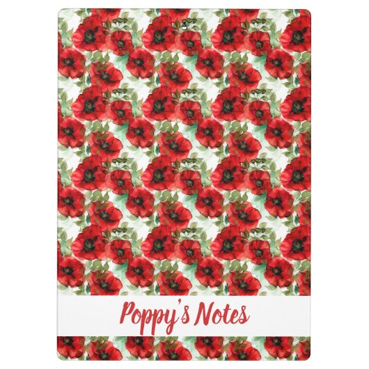 Klassieke Poppy Pattern Name Klembord (Achterkant)