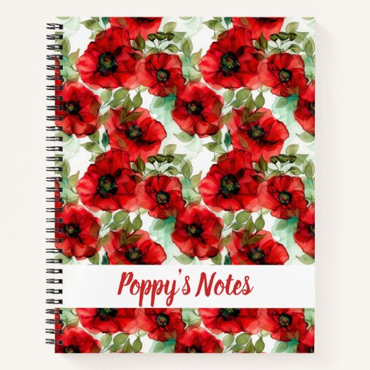 Klassieke Poppy Pattern Name Notitieboek (Voorkant)