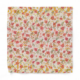 Klassieke Poppy Pink & Olive Buds Bloemenpatroon Bandana