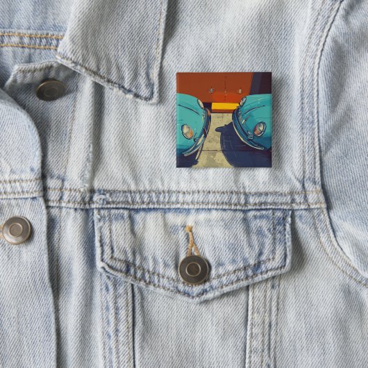 Klassieke Porsche Vierkante Button 5,1 Cm (In situ)