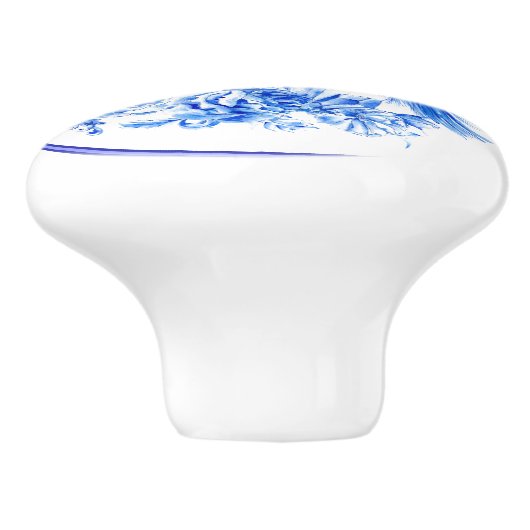 Klassieke Porselein Blauwe Peacocks Witte Achtergr Keramische Knop (Zijkant)