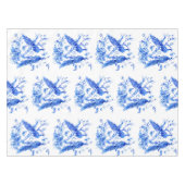 Klassieke Porselein Blauwe Peacocks Witte Achtergr Tafelkleed (Voorkant (Horizontaal))