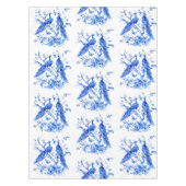 Klassieke Porselein Blauwe Peacocks Witte Achtergr Tafelkleed (Voorkant)
