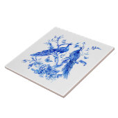 Klassieke Porselein Blauwe Peacocks Witte Achtergr Tegeltje (Zijkant)