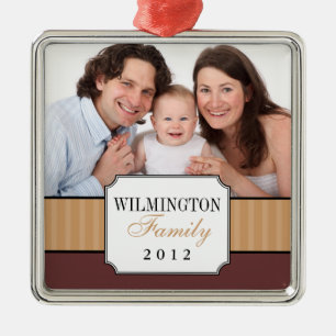 Klassieke portret bruine band kerstfoto metalen ornament