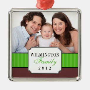 Klassieke portret groene streep kerstfoto metalen ornament