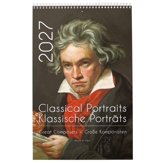 Klassieke Portretten van 12 Componisten, 2027 Kalender (Hoes)