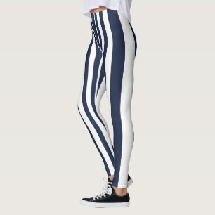 Klassieke porty Deep Blue White Striped Design Leggings