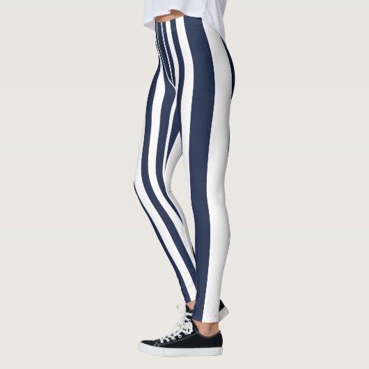 Klassieke porty Deep Blue White Striped Design Leggings (Links)