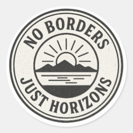 Klassieke postzegel – “Geen grenzen, alleen horizo Ronde Sticker