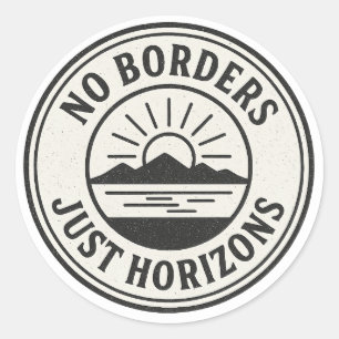 Klassieke postzegel – “Geen grenzen, alleen horizo Ronde Sticker