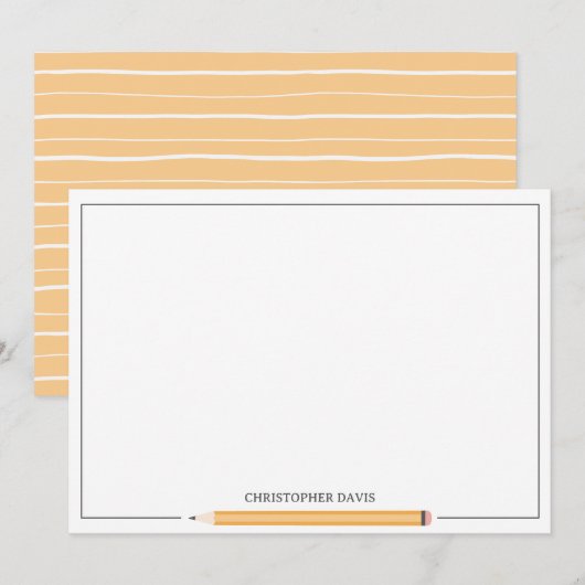 Klassieke potlood omkaderde briefpapier terug naar notitiekaartje (Voorkant / Achterkant)