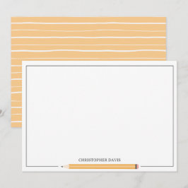 Klassieke potlood omkaderde briefpapier terug naar notitiekaartje