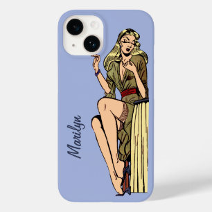 Klassieke prachtige blondine glamourgirl retro pin Case-Mate iPhone 14 hoesje