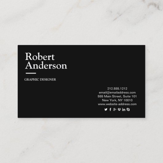 Klassieke Premium Black Visitekaartje (Achterkant)