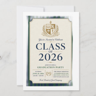 Klassieke Preppy Afstudeeruitnodiging Klas van 202 Kaart