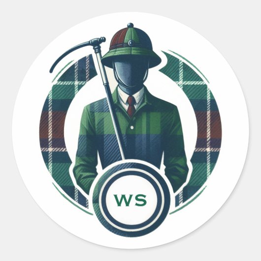 Klassieke Preppy Charme Monogram Ronde Sticker (Voorkant)