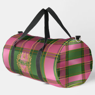 Klassieke Preppy Geruite Roze Groen Monogram Plunjezak