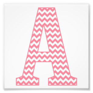 Klassieke preppy roze Chevron Letter A Monogram Foto Afdruk