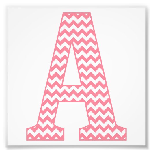 Klassieke preppy roze Chevron Letter A Monogram Foto Afdruk (Voorkant)