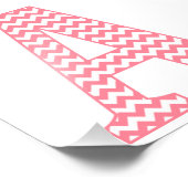 Klassieke preppy roze Chevron Letter A Monogram Foto Afdruk (Hoek)