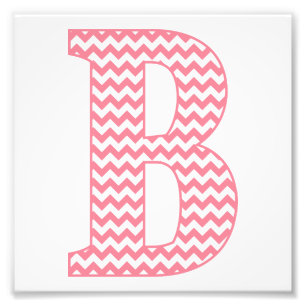 Klassieke preppy roze Chevron Letter B Monogram Foto Afdruk