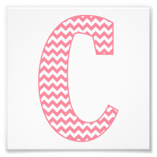 Klassieke preppy roze Chevron Letter C Monogram Foto Afdruk