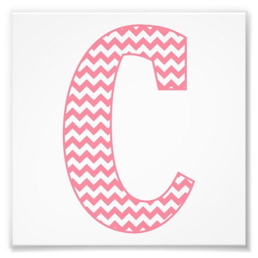 Klassieke preppy roze Chevron Letter C Monogram Foto Afdruk (Voorkant)