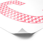 Klassieke preppy roze Chevron Letter C Monogram Foto Afdruk (Hoek)