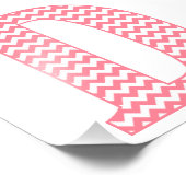 Klassieke preppy roze Chevron Letter D Monogram Foto Afdruk (Hoek)