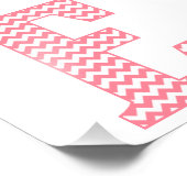 Klassieke preppy roze Chevron Letter E Monogram Foto Afdruk (Hoek)