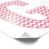 Klassieke preppy roze Chevron Letter G Monogram Foto Afdruk (Hoek)
